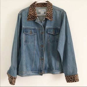 Vintage LA Blues Cheetah Trim Denim Jacket L